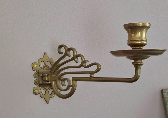 Juego de candelabros de pared antiguos estilo Art Nouveau para piano (latón) – Portavelas, Brass (photo 4 of 6)