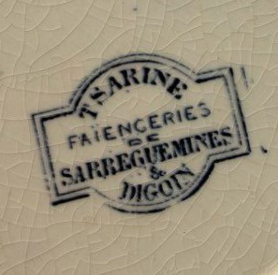 Image 1 of Digoin & Sarreguemines – Patrón zarina – 6 platos llanos de piedra de hierro – Siglo XIX