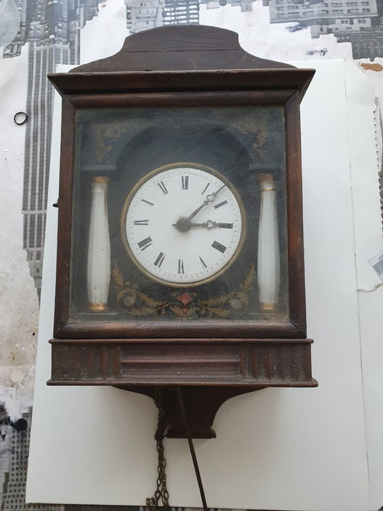 Image 1 of Antieke Franse wandklok - 1897 - houten uurwerk
