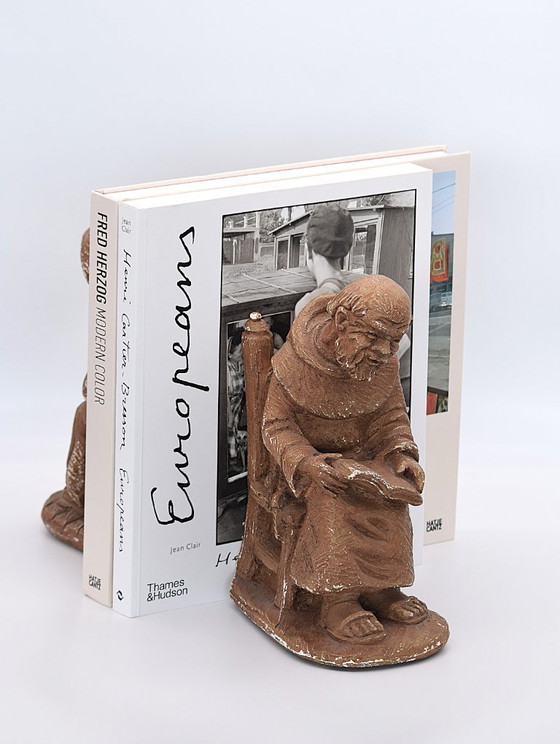 Image 1 of Vintage Bookends in the Shape of Monks - Characterful Set for Your Home Library