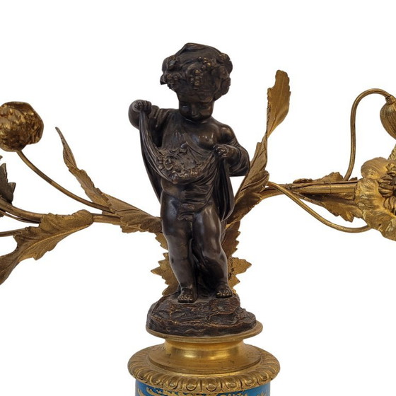 Image 1 of Candelabro / Lampada, ormolú e porcellana, Victor Paillard, Napoleone III, 1870 - Francia