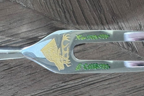 Anton Wingen Jr. carving set with game motif, Cutlery Sets, Metal, Other, Green (photo 7 of 9)