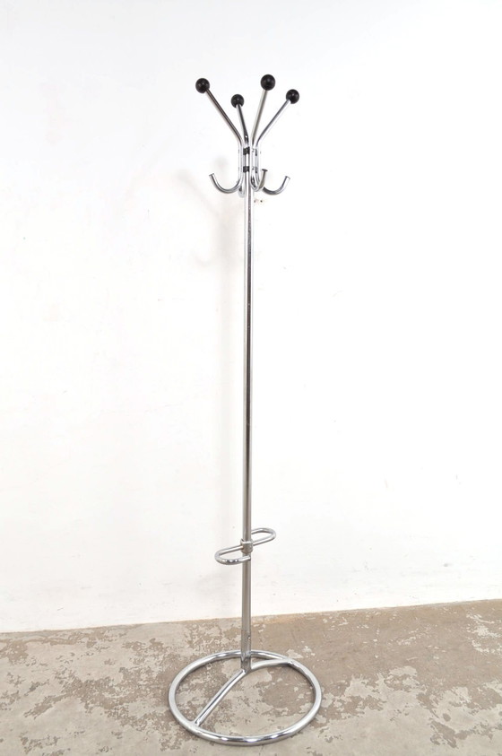 Image 1 of Vintage Verchroomde Kapstok Met Parapluhouder Jaren 60