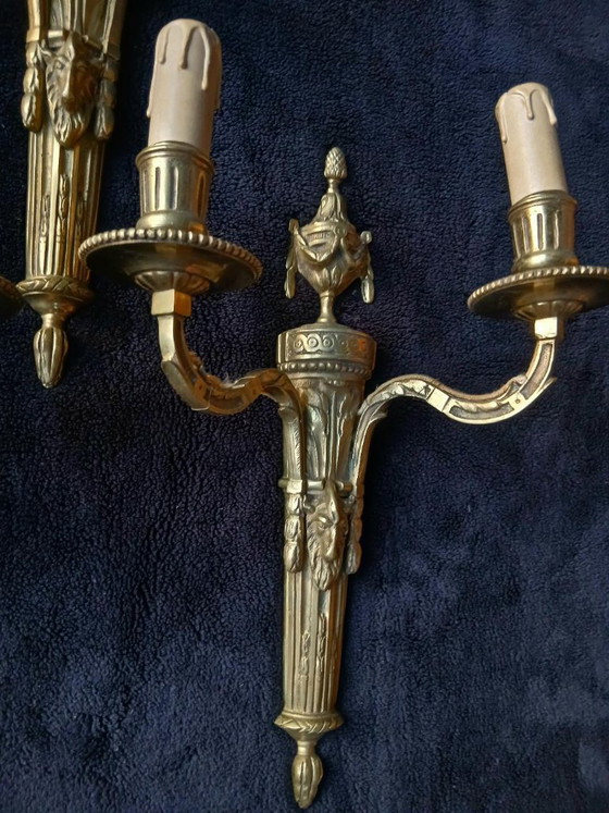 Image 1 of Bronze wall lights in the Louis XVI, Empire, and Neoclassical styles