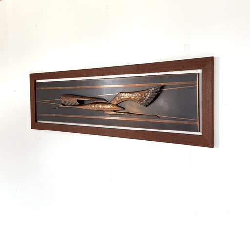 Vintage handmade copper wall panel '70