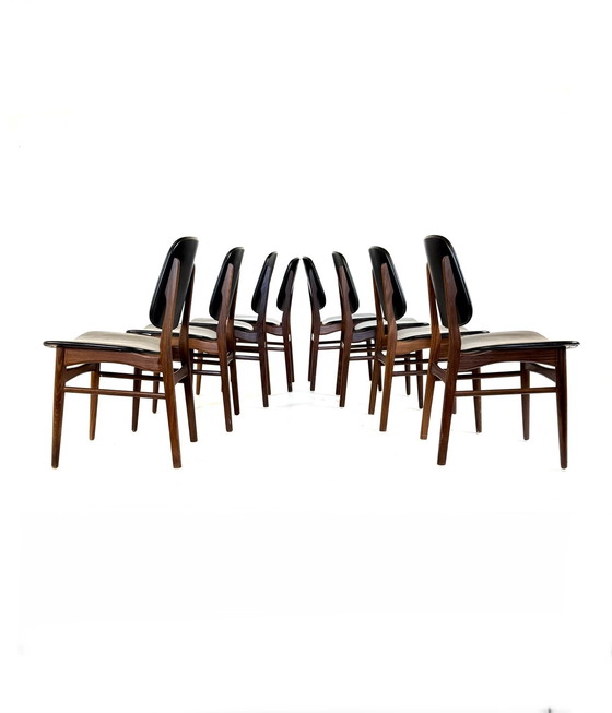 Image 1 of 8 sedie da pranzo vintage danesi, Arne Hovmand Olsen degli anni '60