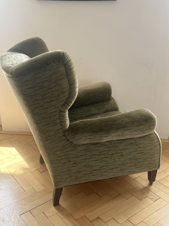 Vintage oorfauteuil – Textile, Wood (photo 3 of 5)