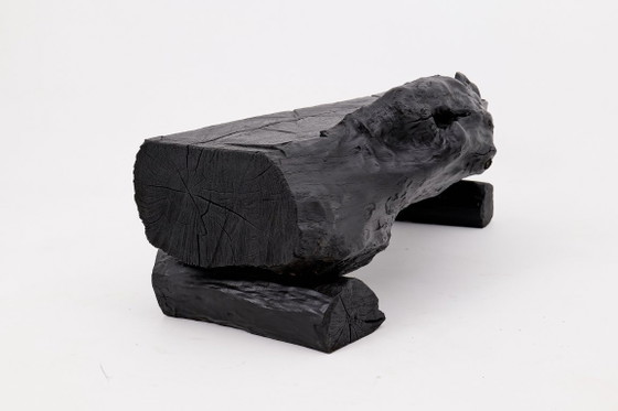 Image 1 of Bank van massief verkoold hout van Logniture – een organisch, modern en sculpturaal zitmeubel.