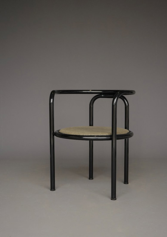 Image 1 of Juego de cuatro sillas negras 'Locus Solus' de Gae Aulenti para Poltronova, años 60