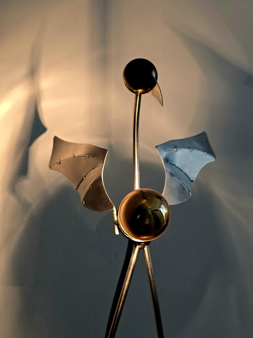 Great Condition - Designer: Bjart Veenendaal, Crane Table Lamp! Vintage Postmodern 80s/90s – tafellampen, rvs (photo 2 of 11)