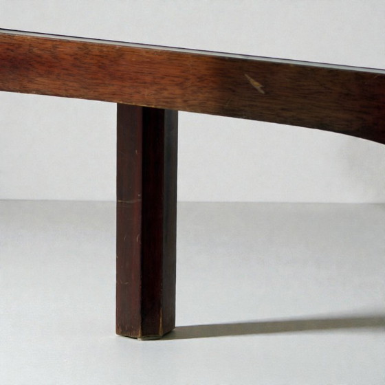 Image 1 of Tavolino da caffè italiano in legno e vetro fumé di metà secolo di Poltronova