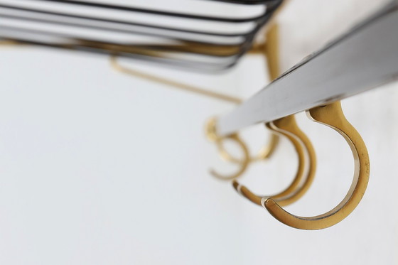 Image 1 of Mid Century Garderobenständer aus Gold und schwarzem Aluminium, Belgien 1960er Jahre