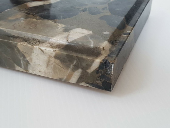 Image 1 of Art Deco Panter 1920-1930 in walnoothout en marmer, vintage jaren 20, 30, 1920, 1930