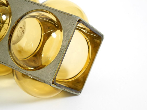 Image 1 of Beautiful 1960s Space Age pendant lamp by Temde made of glass and nickel-plated metal