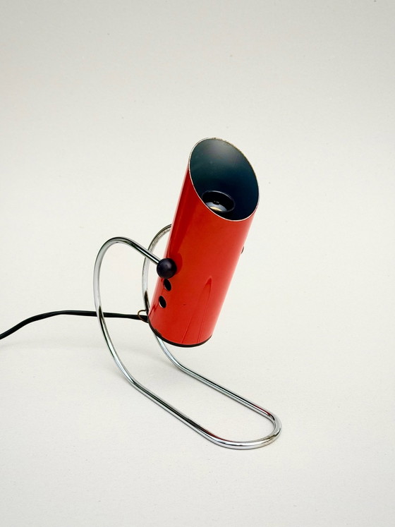 Vintage Space Age "Tube" Table lamp – 1960s/1970s – Arredoluce / Lightolier, Chrome, Metal (photo 15 of 15)