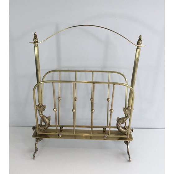 Image 1 of Vintage Neoclassical Brass magazine rack for Maison Jansen, 1940