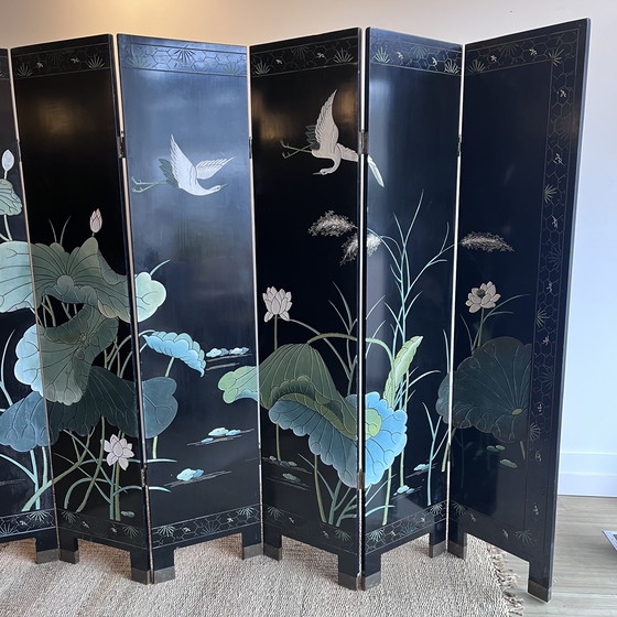 Image 1 of Paravent japonais-chinois ancien peint à la main