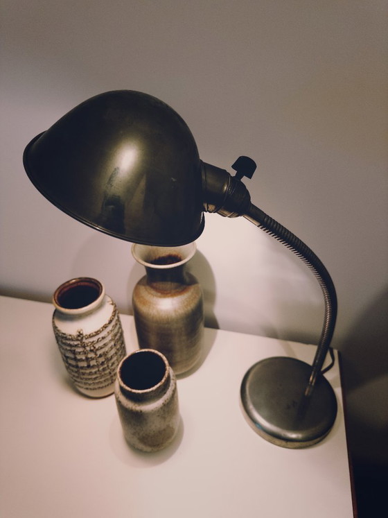 Lampada da scrivania vintage in metallo con collo flessibile, Lampade da scrivania, Argentato (foto 3 di 5)