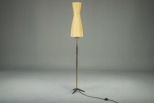 Vintage Floor Filigree Lamp with Fiberglass Shade, Germany, 1950s