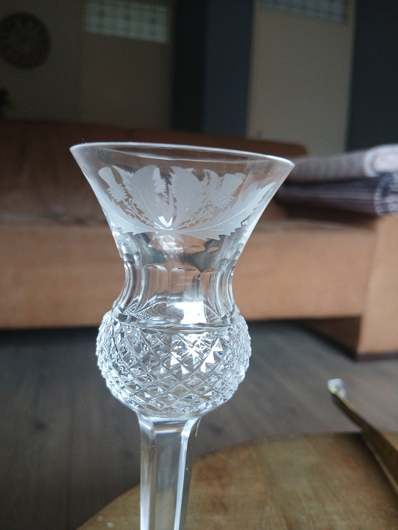Image 1 of Zeldzame Set (2) Edinburgh Crystal "Thistle" sherry/likeurglazen– In Absolute Nieuwstaat (Met Labels!)