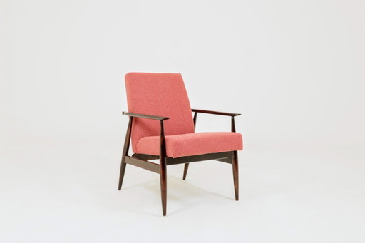 Mid century modern armchair rapshberry bouclé design by H.Lis 