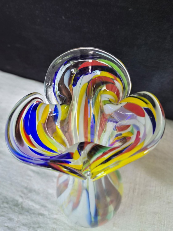 1x Mid-Century Murano-stijl Spatter Glass Vaas – Jaren 60/70 – 26 cm – Glaskunst (photo 10 of 11)
