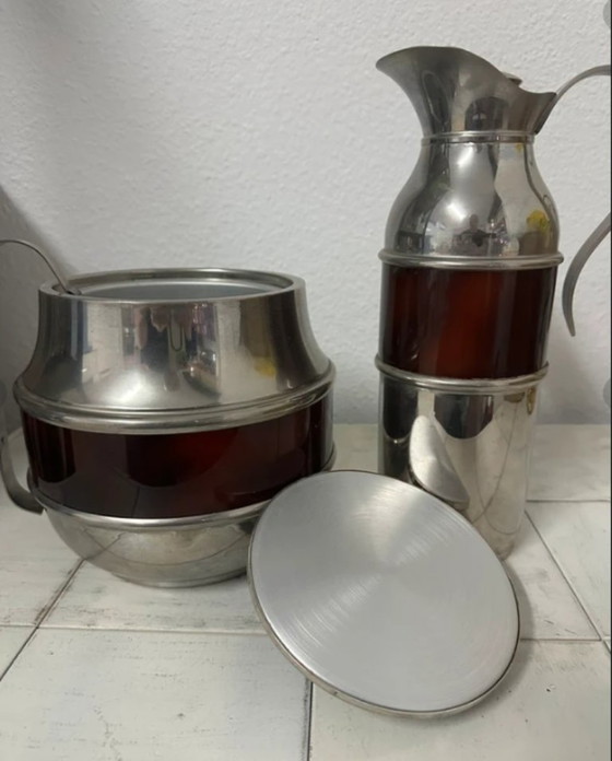 Image 1 of Set da bar di metà secolo: secchiello per il ghiaccio + caraffa + pinze