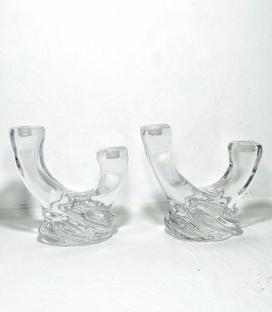Image 1 of Pair of crystal candlesticks. Spain, 1970s.
