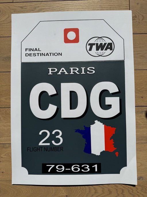 Graphic Design Poster Luggage Tag Panam Eames Era Paris TWA – wanddecoratie, Paper
