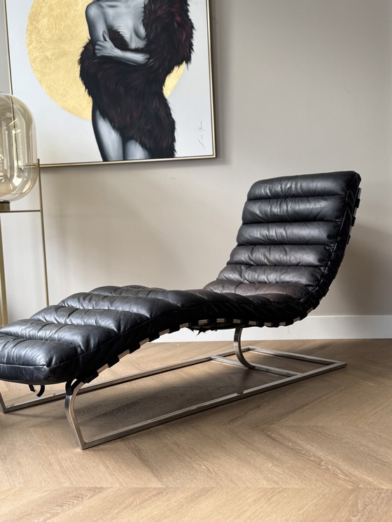 Image 1 of Chaise longue de diseño Mason Flamant - tumbona de piel auténtica