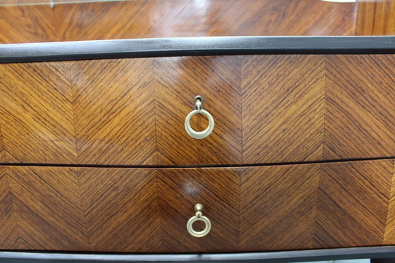 Image 1 of Buffet italien organique des années 1950 avec plateau en verre et 4 tiroirs