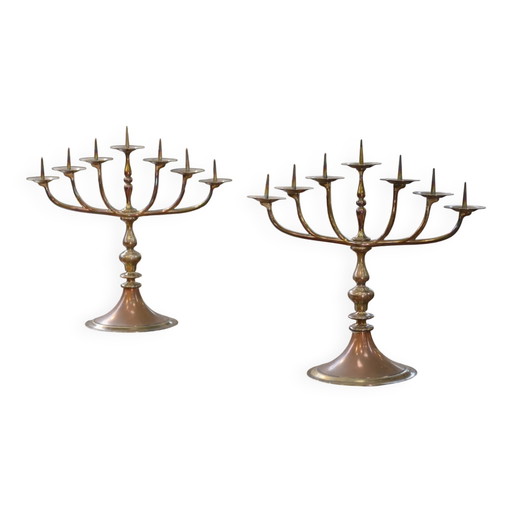 Pair of brass and copper candlesticks 1950s