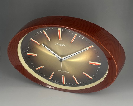 Image 1 of Orologio da parete Rhythm Japan – Design Mid-Century/Space-Age – Quarzo silenzioso – Vintage