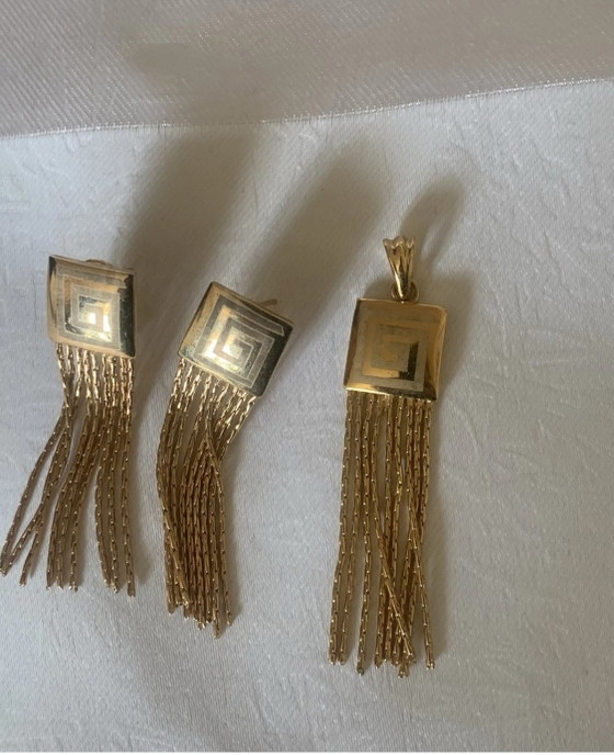 Parure - Pendentif - Boucles d’Oreilles à Motifs Grecs - Signée MB - – Cadeaux, Other (photo 7 of 8)