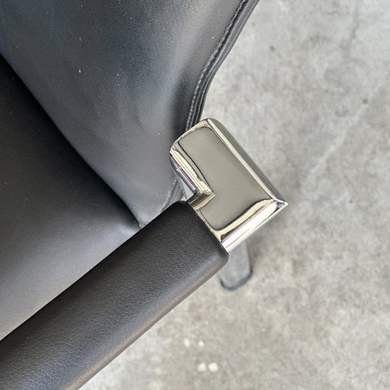 Image 1 of Set of 4 Leolux Cimarrone dining chairs – black leather & chrome