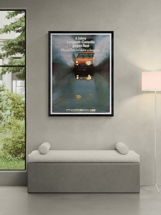 Image 1 of Porsche 6 Jahre Langzeit Garantie – 1976 – Original Vintage Porsche Poster by Werbeagentur Strenger – Mid-Century – 102x76cm