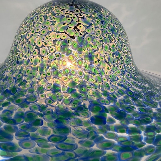 Lampada a sospensione in vetro di Murano blu Neverrino di Gae Aulenti per Vistosi Italia, anni '70