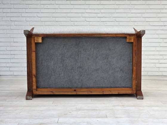 Image 1 of 1950s, Scandinavian 2-seater sofa, reupholstered, furniture wool, oak.