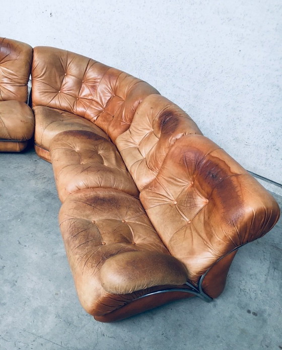 Image 1 of Midcentury Modern Italian Design 'COROLLA' Leather Sectional Sofa by I.P.E. Italy 1970's