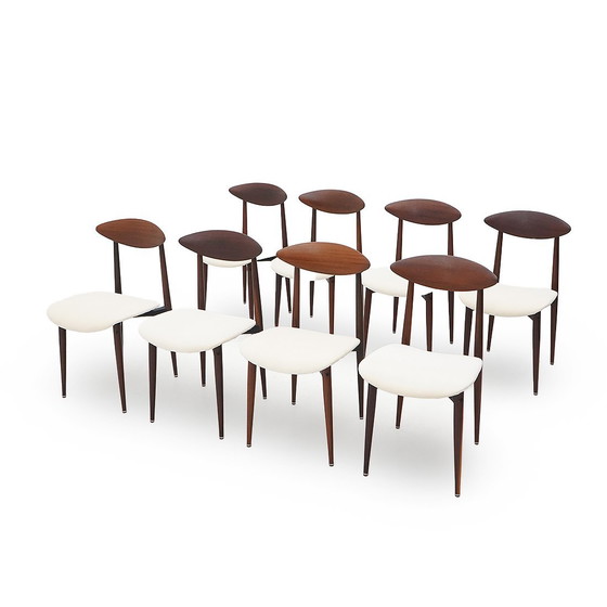 Image 1 of 8 chaises en teck et velours par Amma, 1960s