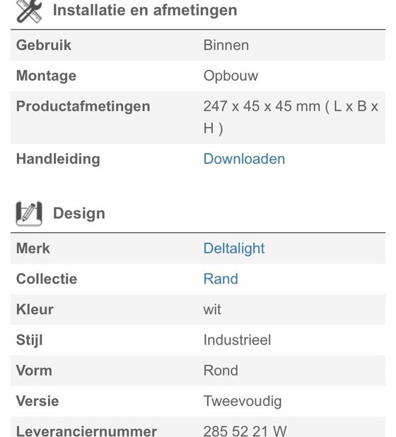 Image 1 of Faretto doppio Delta Light Edge, bianco