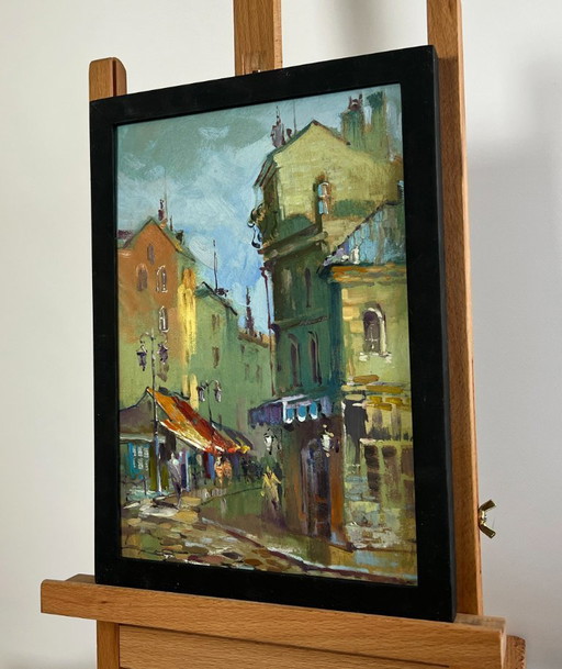 Original Oil Painting Old City Landscape Shadows of Old Venice