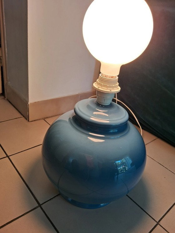 Image 1 of Base de lampe vintage bleue