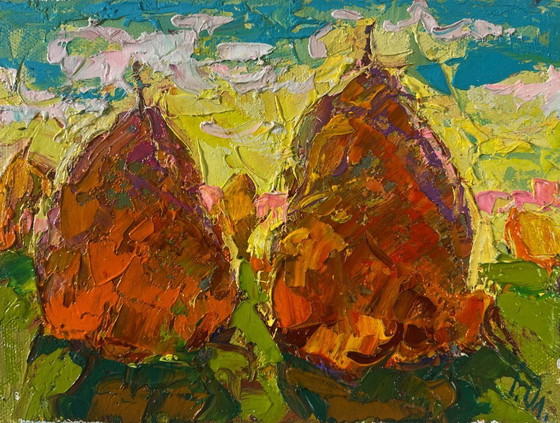 Image 1 of Original Oil Painting Day Field Landscape Spring peace on the outskirts