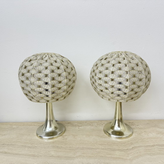 Image 1 of Set of 2 Aro leuchte table lamps with fabric shade , 1970s