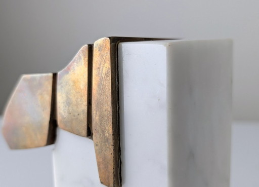 Jesus Molina Brutalist Sculpture in Marble and Bronze, 1970s