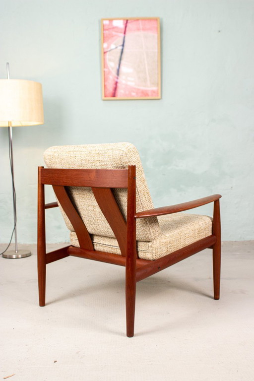 Fauteuil Grete Jalk, fauteuil facile, teck vintage, France et fils