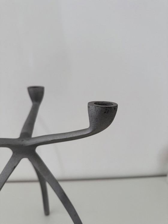 "Spider" tripod candlestick, space age Starck Eames 80s design – Table accessories, Aluminium (photo 12 of 13)