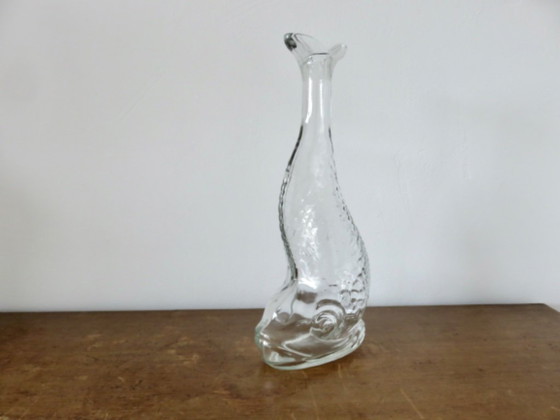 Image 1 of Bottiglia "Fish" in vetro trasparente, 70, vintage, Francia
