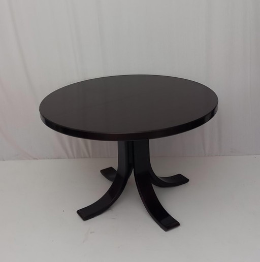 Table ronde en bois à rallonge, années 60